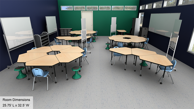Elementary Collaborative Classroom with Tables - Overall View